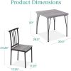 Modern 3-Piece Metal Frame Dining Set with Grey Wood Top Table and 2 Chairs