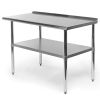 Heavy Duty 48 x 24 inch Stainless Steel Kitchen Prep Work Table with Backsplash