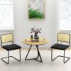 Set of 2 - Modern Mid-Century Black Dining Chair with Beige Rattan Backrest