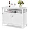 White Wood 2-Door Dining Buffet Sideboard Cabinet with Open Storage Shelf