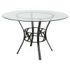 Round 48-inch Clear Glass Dining Table with Black Metal Frame