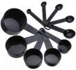 Measuring Set 10 pieces Black Plastic Measuring Spoons and Cups for Baking Tools