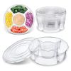 12 Pcs Round Appetizer Serving Trays With Lids 5 Compartment Container Fruit Vegetable Divided Storage Organizer  (only pick up)