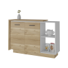 Miami 2 Piece Kitchen Set, Kitchen Island + Pantry Cabinet , White /Light Oak