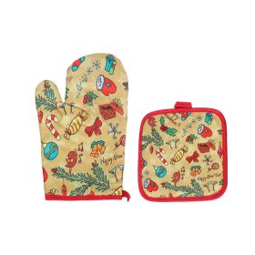 Fashion Santa Claus Microwave Insulation Pad 2-piece Oven Baking Gloves (Option: Style 3)