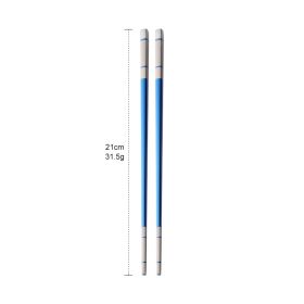 304 Stainless Steel Chopsticks Household Alloy Restaurant Color Laser Square-headed (Option: Short Blue)