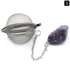 Natural Raw Gemstone Filter Ball Stew Ingredients Ball Stainless Steel Tea Filter Kitchen Gadgets (Option: Deep Amethyst)