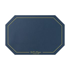 Octagonal Leather Placemat Waterproof Household Table Mat Heat Proof Mat Placemat (Option: Ink Stone Blue)