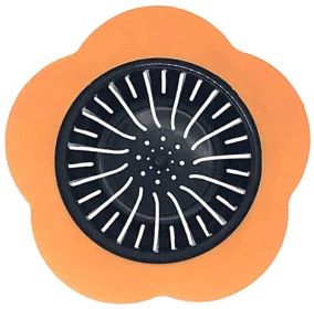 Flower Shaped Kitchen Sink Strainer Floor Drainer Bathtub Cover Drain Tub Stopper Strainers for Floor Laundry Bathroom 4.5inch Diameter (Color: Orange)