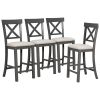 6-Piece Counter Height Dining Table Set Table with Shelf 4 Chairs and Bench for Dining Room