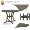 5-Piece Round Dining Table and 4 Fabric Chairs with Special-shaped Table Legs and Storage Shelf