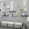 4pcs White Floating Wood Wall Shelves Storage Rack Bookcase for Kitchen Bathroom