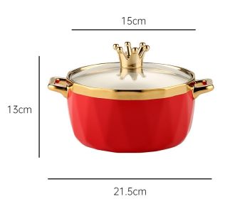 Instant Noodle Bowl Ceramic Dormitory Soup Bowl With Lid Household (Option: Diamond Hongjin)