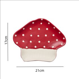 Cartoon Cute Good-looking Red Mushroom Ceramic Tableware Mug Dim Sum Plate Rice Bowl Instant Noodle Bowl Salad Bowl Spoon (Option: Mushroom Modeling Plate)